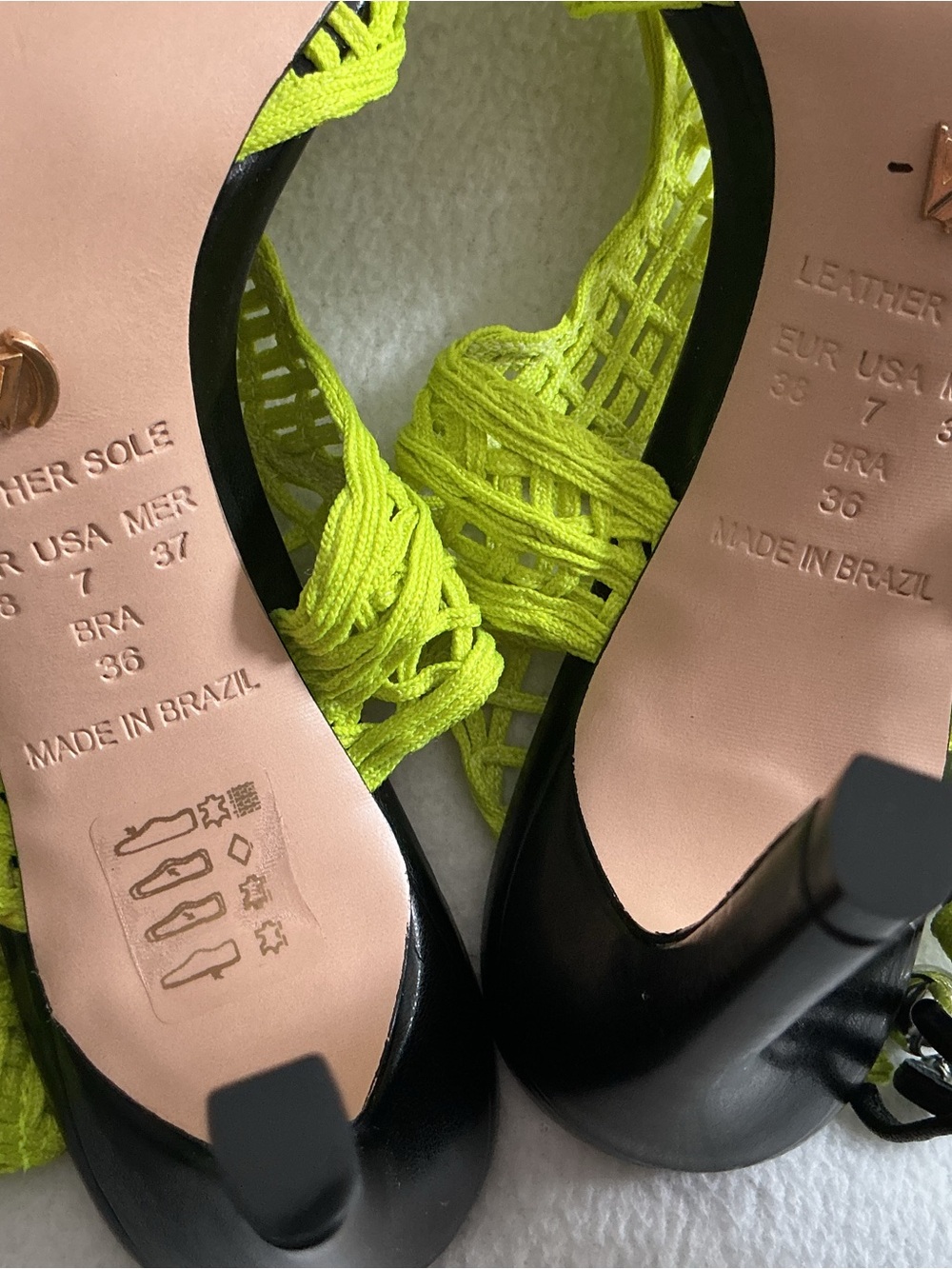 Vicenza Neon Lime Green Caged Mesh Lace Up Stiletto Heel Sandals Sz 7 - Picture 2 of 9